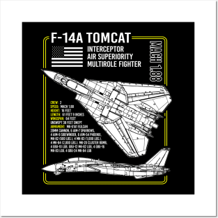 F-14 Tomcat Blueprint US Carrier Aircraft War Plane Airplane America Posters and Art